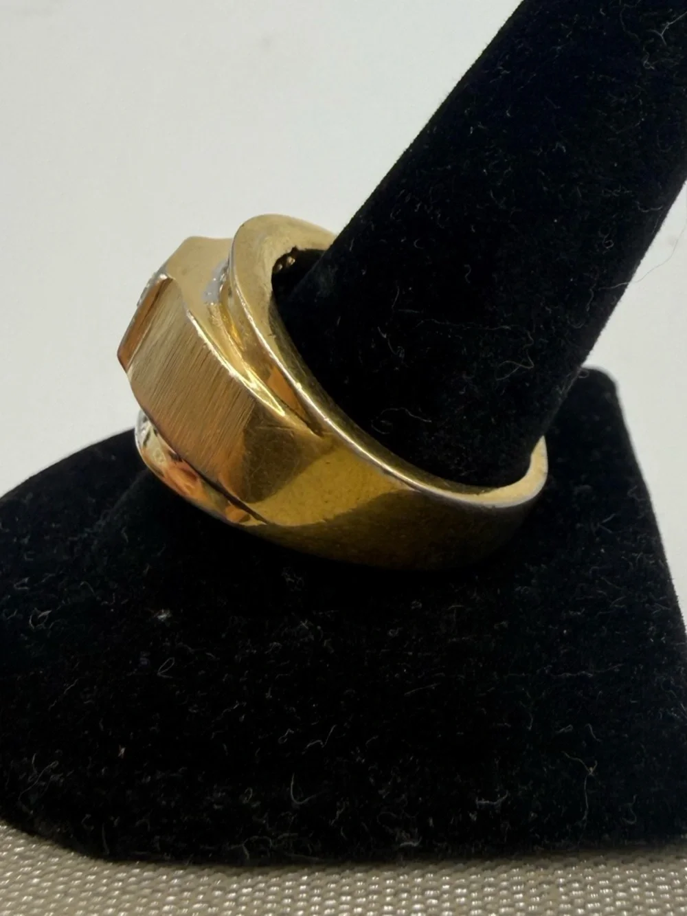 Vintage ESPO 14K GE CZ Ring Mens Size 11.75 Gold Tone Statement